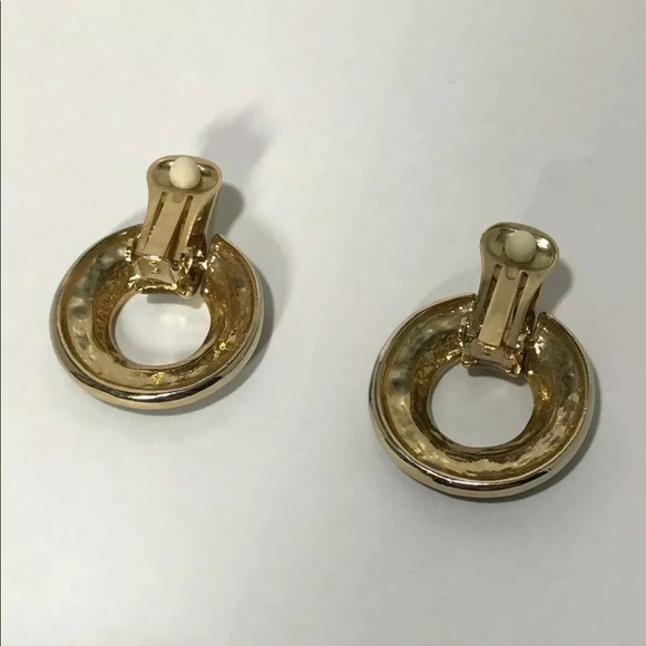 Vintage Clip On Earrings Door Knockers Enamel - Picture 3 of 6